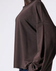 Μπλούζα φούτερ αχνούδιαστο oversized Plum - Dark brown - Dusty pink