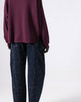 Μπλούζα φούτερ αχνούδιαστο oversized Plum - Dark brown - Dusty pink