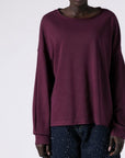 Μπλούζα φούτερ αχνούδιαστο oversized Plum - Dark brown - Dusty pink