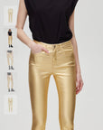 Selena mid- rise skinny τζιν silver- gold