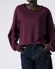 Μπλούζα φούτερ αχνούδιαστο oversized Plum - Dark brown - Dusty pink