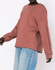 Μπλούζα φούτερ αχνούδιαστο oversized Plum - Dark brown - Dusty pink