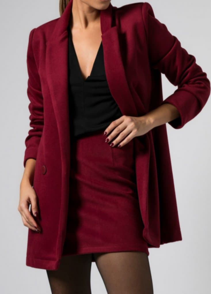 Σακάκι τσόχα με άνοιγμα πίσω Πράσινο σκούρο &amp; Μπορντώ