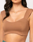 Μπλούζα viscose top με χοντρή ράντα Κάμελ