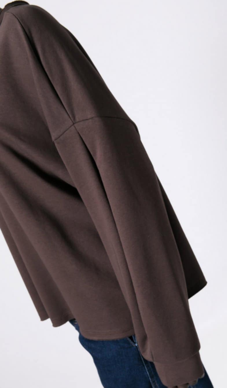 Μπλούζα φούτερ αχνούδιαστο oversized Plum - Dark brown - Dusty pink