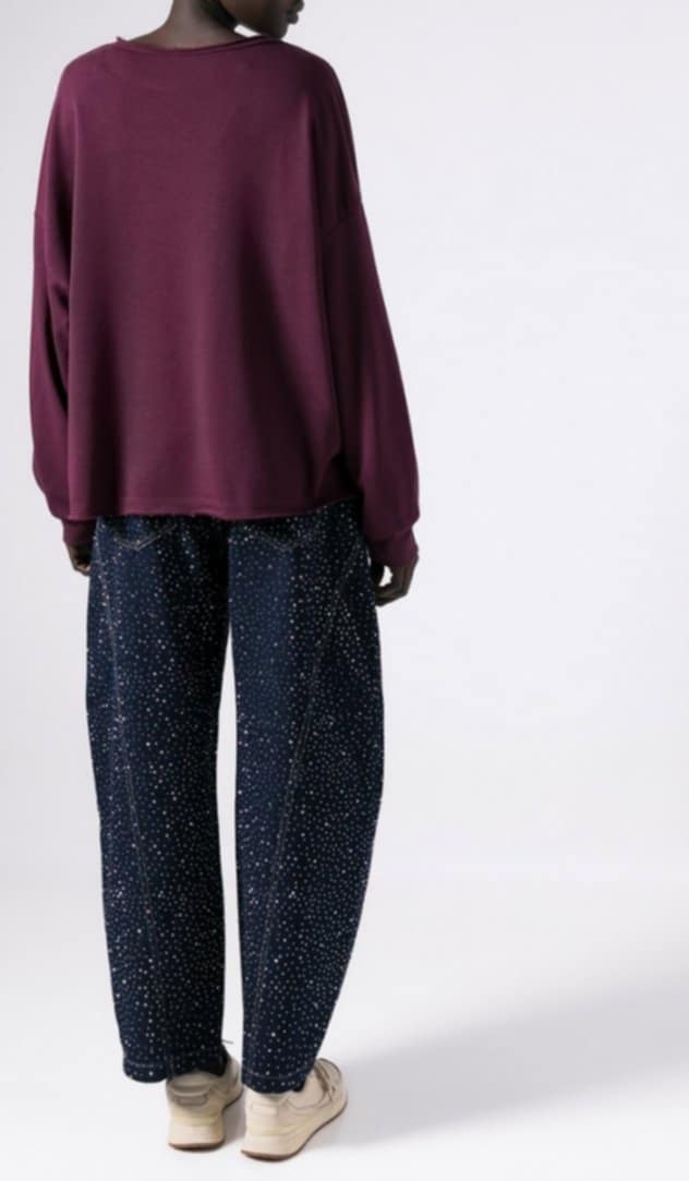 Μπλούζα φούτερ αχνούδιαστο oversized Plum - Dark brown - Dusty pink