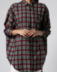 Πουκάμισο μακρυμάνικο καρό oversized Stone - Κόκκινο