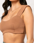 Μπλούζα viscose top με χοντρή ράντα Κάμελ