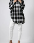 Πουκάμισο μακρυμάνικο καρό oversized Μαύρο - Εκρού
