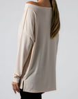 Μπλούζα μακρυμάνικη ριπ oversized Μαύρο & Cream