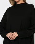 Μπλούζα μακρυμάνικη ριπ με εξωτερικές ραφές στα μανίκια Μαύρο