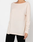 Μπλούζα μακρυμάνικη ριπ oversized Μαύρο & Cream