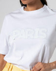 Μπλούζα κοντομάνικη βαμβακερή με στάμπα "PARIS" White