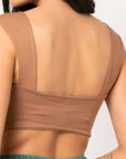 Μπλούζα viscose top με χοντρή ράντα Κάμελ