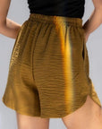 Σορτς ψηλόμεσο με πιέτες σε υφή λινού Black,Army,Mustard