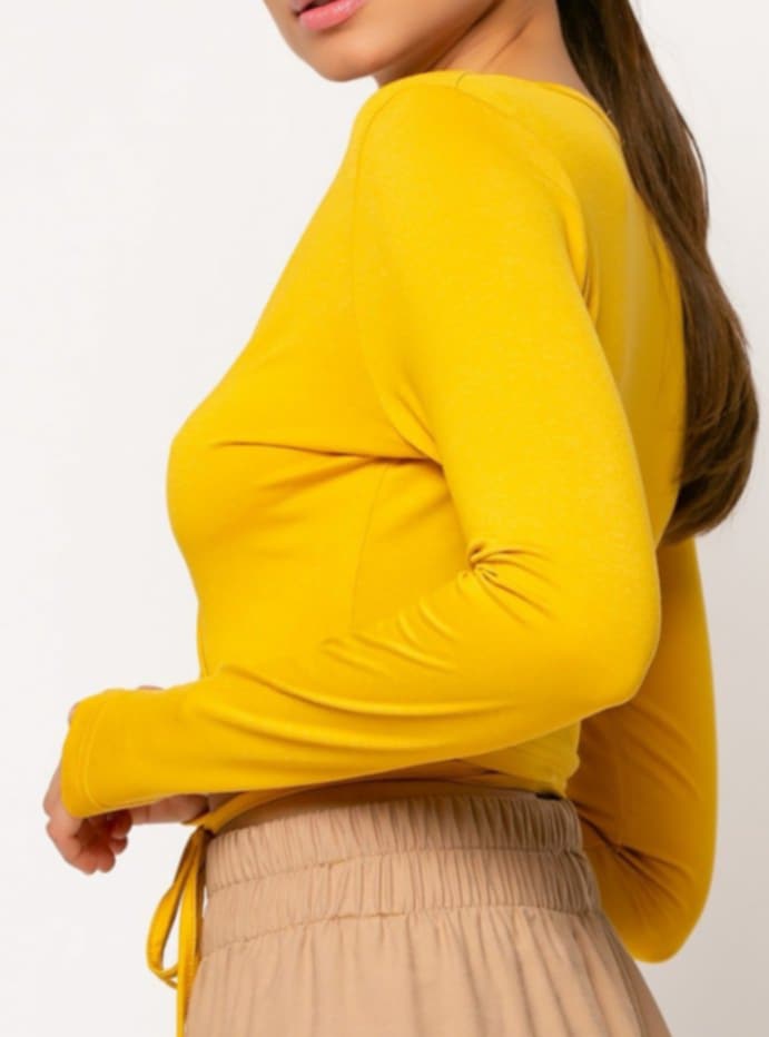 Top μακρυμάνικο κοντό φάκελος Κανέλα,Κάμελ,Μουσταρδί,Ροζ σκούρο