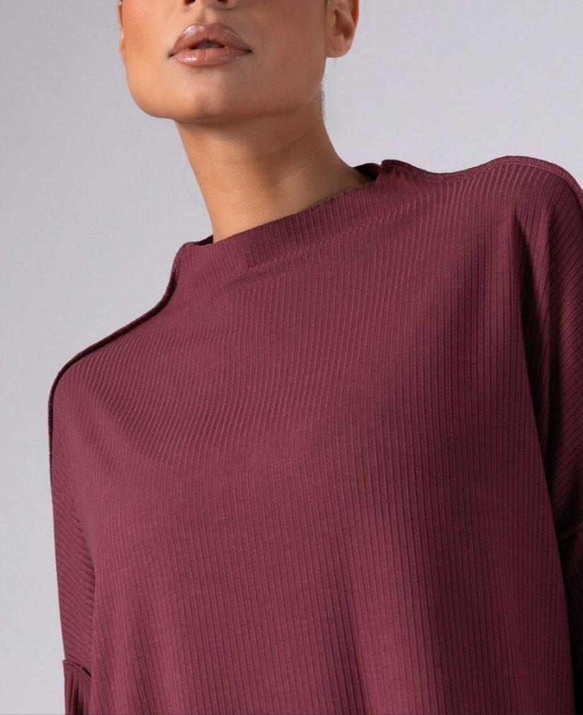 Mπλούζα μακρυμάνικη με εξωτερικές  ραφές ΑΝΘΡΑΚΙ   Black - Navy - Wine ginger