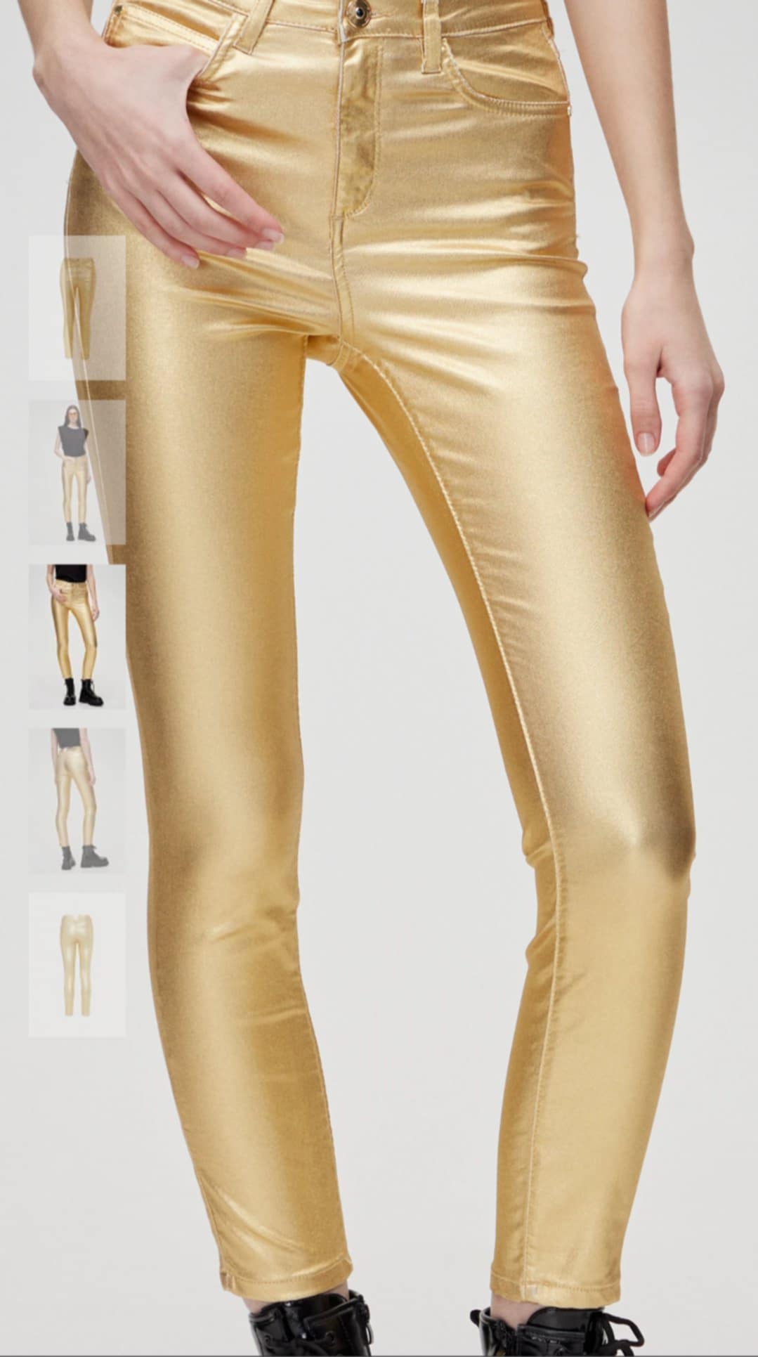 Selena mid- rise skinny τζιν silver- gold