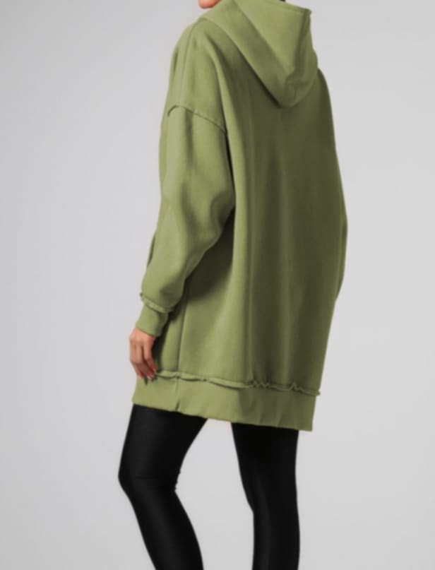 Μπλούζα φούτερ χνούδι μακρυμάνικη με "V", κουκούλα, τσέπη και εξωτερικές ραφές Apricot-Black-ΛΑΔΙ ΑΝΟΙΧΤΟ-ΛΑΔΙ ΣΚΟΥΡΟ