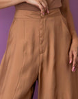 Παντελόνι ψηλόμεσο carrot fit Blue royal & Camel