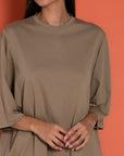 Μπλούζα κοντομάνικη βαμβακερή oversized Black,Indigo,Sand
