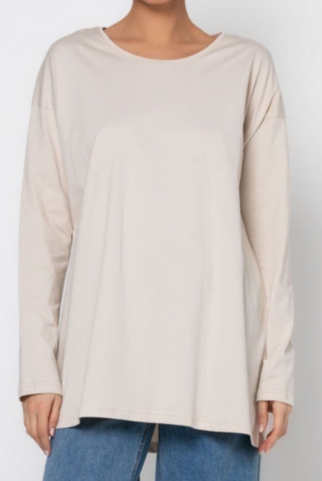 Μπλούζα μακρυμάνικη βαμβακερή oversized BLACK &amp; CREAM