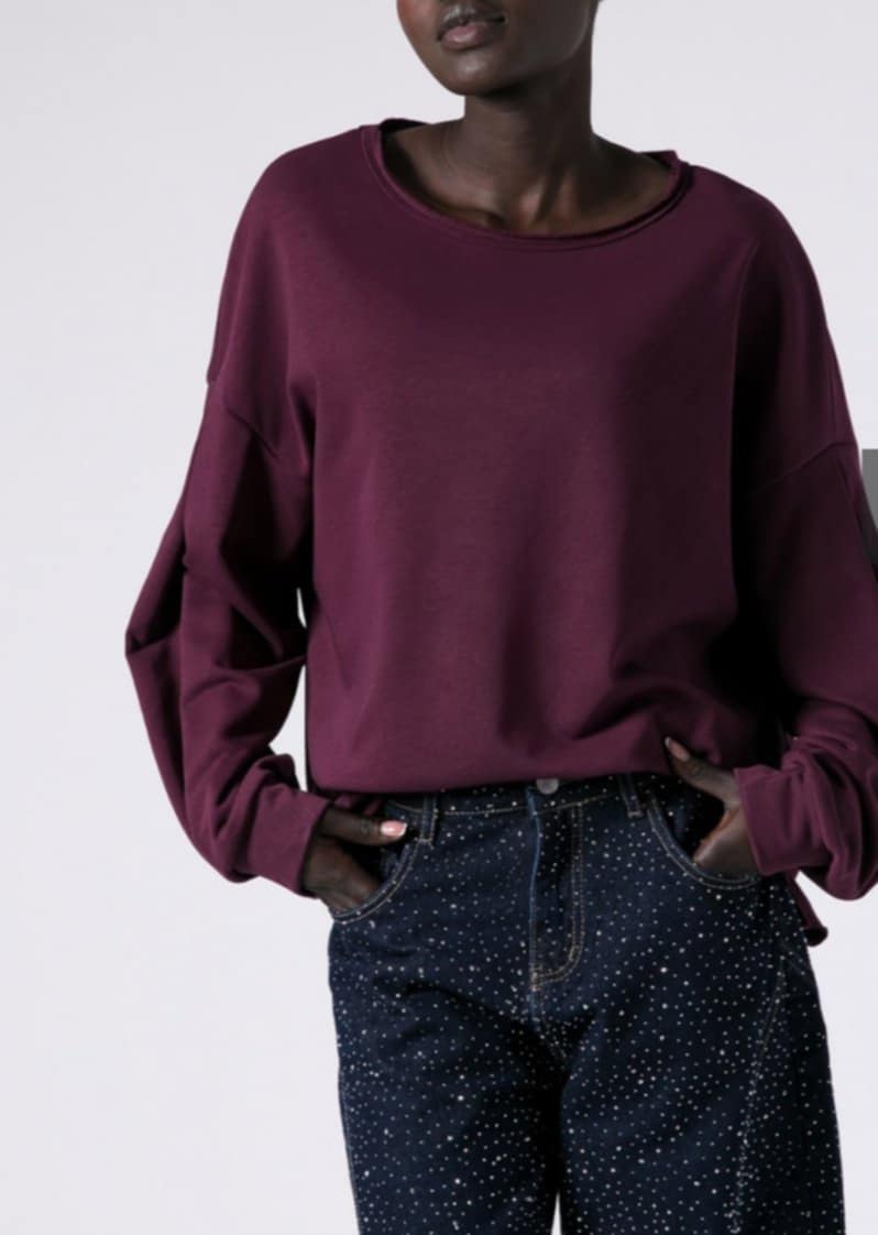 Μπλούζα φούτερ αχνούδιαστο oversized Plum - Dark brown - Dusty pink
