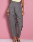 Παντελόνι ψηλόμεσο carrot fit με λάστιχο στην μέση Grey,Black