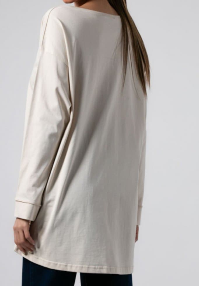 Μπλούζα μακρυμάνικη βαμβακερή με εξωτερικές ραφές BLACK &amp; CREAM