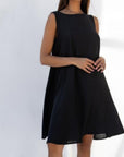 Φόρεμα mini με "V" πλάτη και ζώνη σε "A" γραμμή Green,Black,Purple