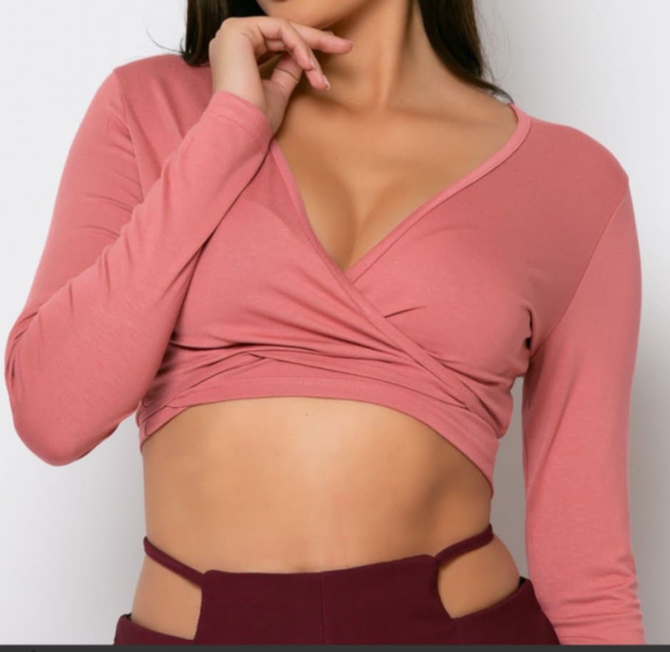 Top μακρυμάνικο κοντό φάκελος Κανέλα,Κάμελ,Μουσταρδί,Ροζ σκούρο