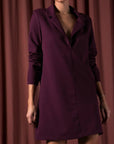 Φόρεμα mini μακρυμάνικο με πέτο και γιακά Navy-Plum-Black-Army