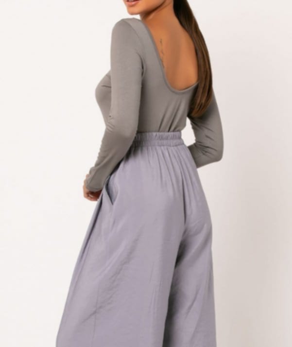 Μπλούζα μακρυμάνικη με χαμηλή πλάτη Εκρού,Γκρι,Κεραμιδί, Φούξια,Έλεφαντ, Μουσταρδί