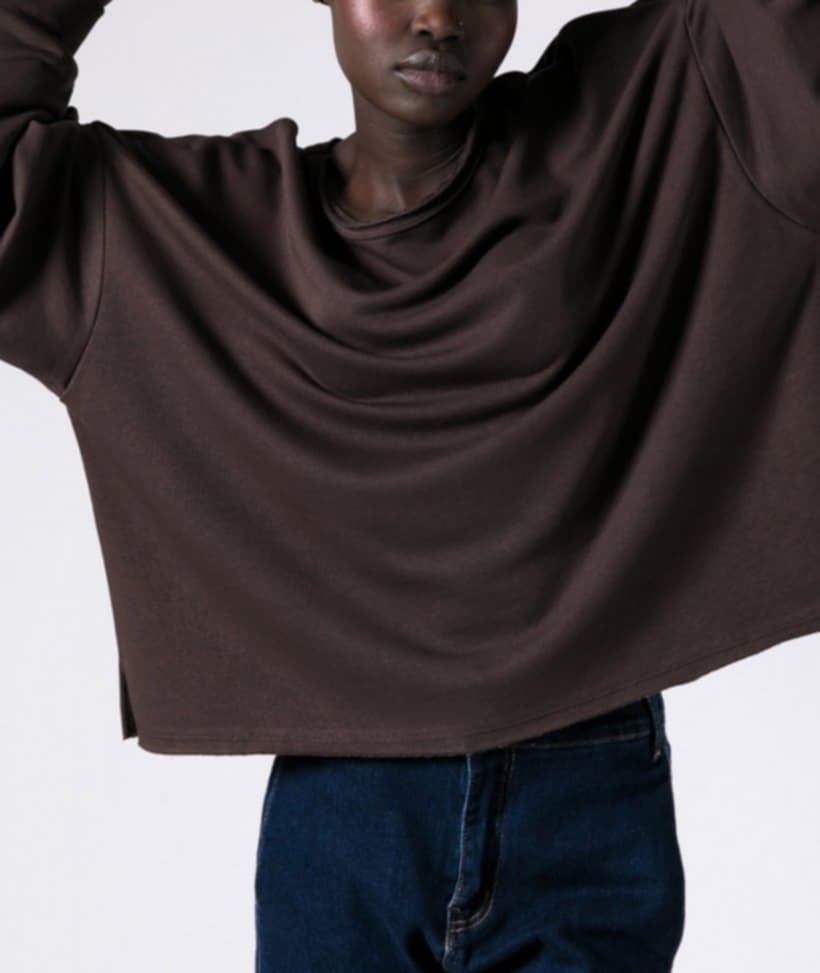 Μπλούζα φούτερ αχνούδιαστο oversized Plum - Dark brown - Dusty pink