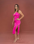 Satin Dress with Slit