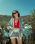 Kimono Set with High-Waisted Shorts
