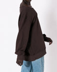 Μπλούζα Φούτερ αχνούδιαστο oversized με ανοιχτή λαιμόκοψη Dark brown