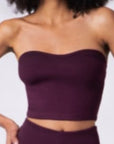 Ριπ crop top στράπλες Δαμασκηνί