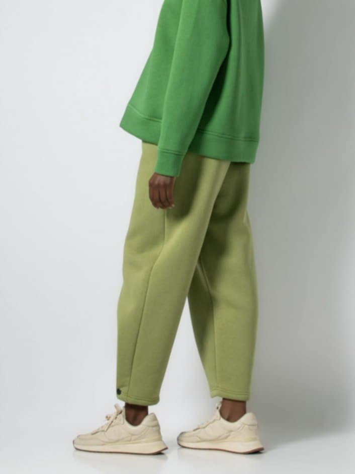 Παντελόνι φούτερ χνούδι με λάστιχο στην μέση και τρουκ στο τελείωμα Γκρι μελανζέ light &amp; Λαδί ανοιχτό