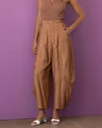 Παντελόνι ψηλόμεσο carrot fit Blue royal & Camel