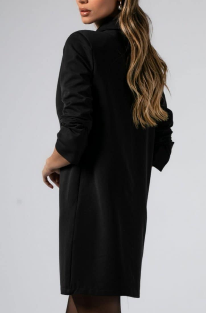 Φόρεμα mini μακρυμάνικο με πέτο και γιακά Navy-Plum-Black-Army