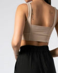 Μπλούζα crop top με σούρες στο στήθος Μπεζ  & Μαυρο