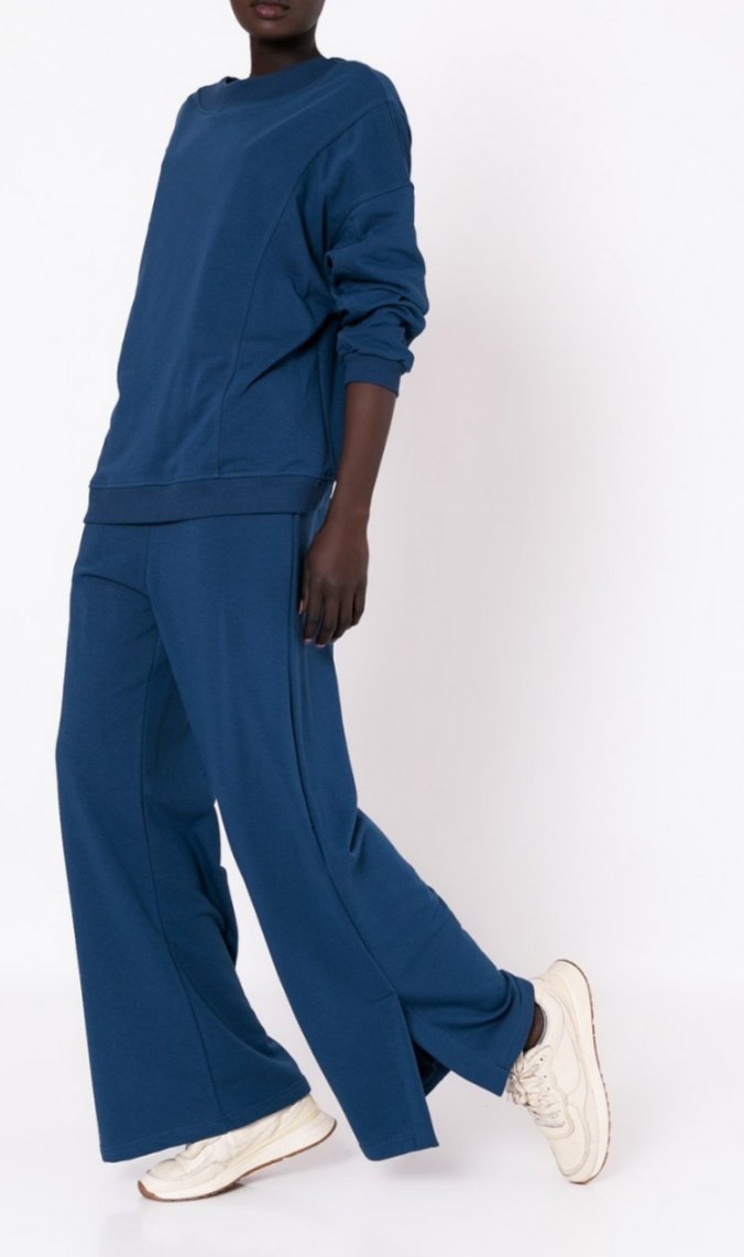 Σετ φούτερ αχνούδιαστο μπλούζα με άνοιγμα στο πλάι - Παντελόνι ψηλόμεσο με άνοιγμα στο πλάι Brown - Indigo