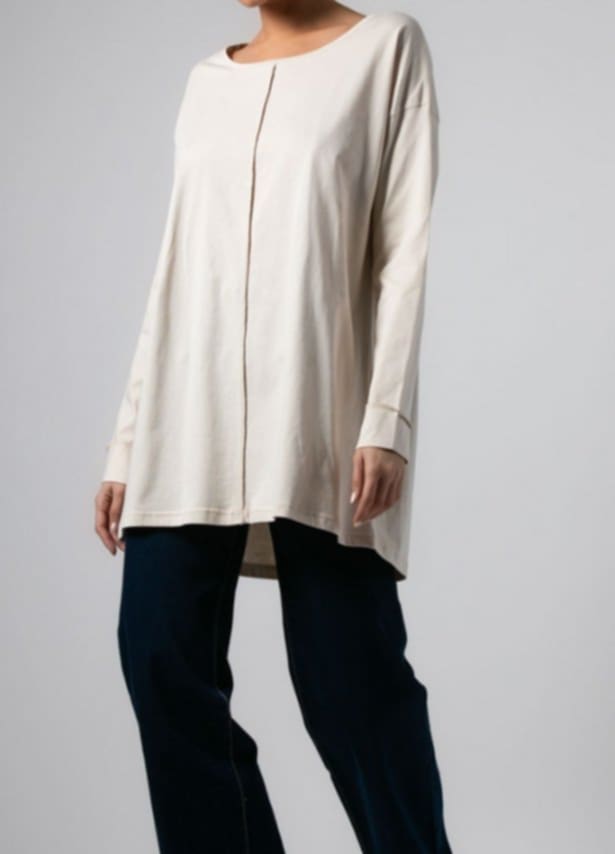 Μπλούζα μακρυμάνικη βαμβακερή με εξωτερικές ραφές BLACK &amp; CREAM