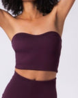 Ριπ crop top στράπλες Δαμασκηνί
