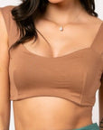 Μπλούζα viscose top με χοντρή ράντα Κάμελ