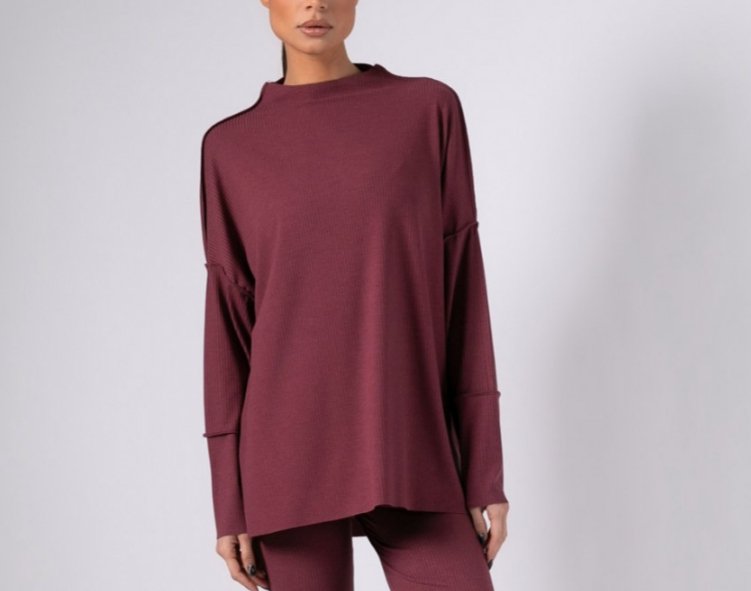 Mπλούζα μακρυμάνικη με εξωτερικές  ραφές ΑΝΘΡΑΚΙ   Black - Navy - Wine ginger