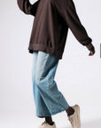 Μπλούζα Φούτερ αχνούδιαστο oversized με ανοιχτή λαιμόκοψη Dark brown