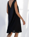 Φόρεμα mini με "V" πλάτη και ζώνη σε "A" γραμμή Green,Black,Purple