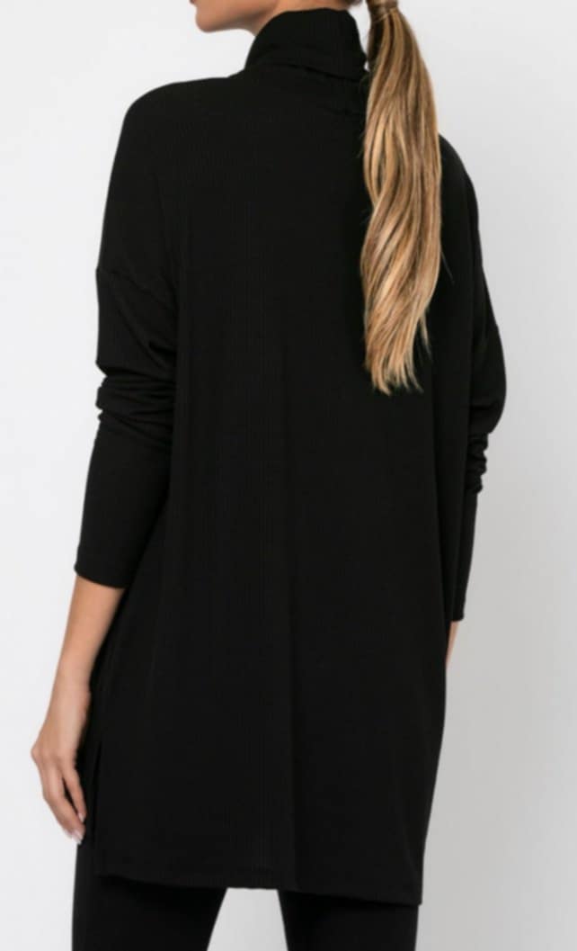 Μπλούζα μακρυμάνικη ριπ ζιβάγκο με άνοιγμα στο πλάι Μέντα - Μαύρο - Wine ginger